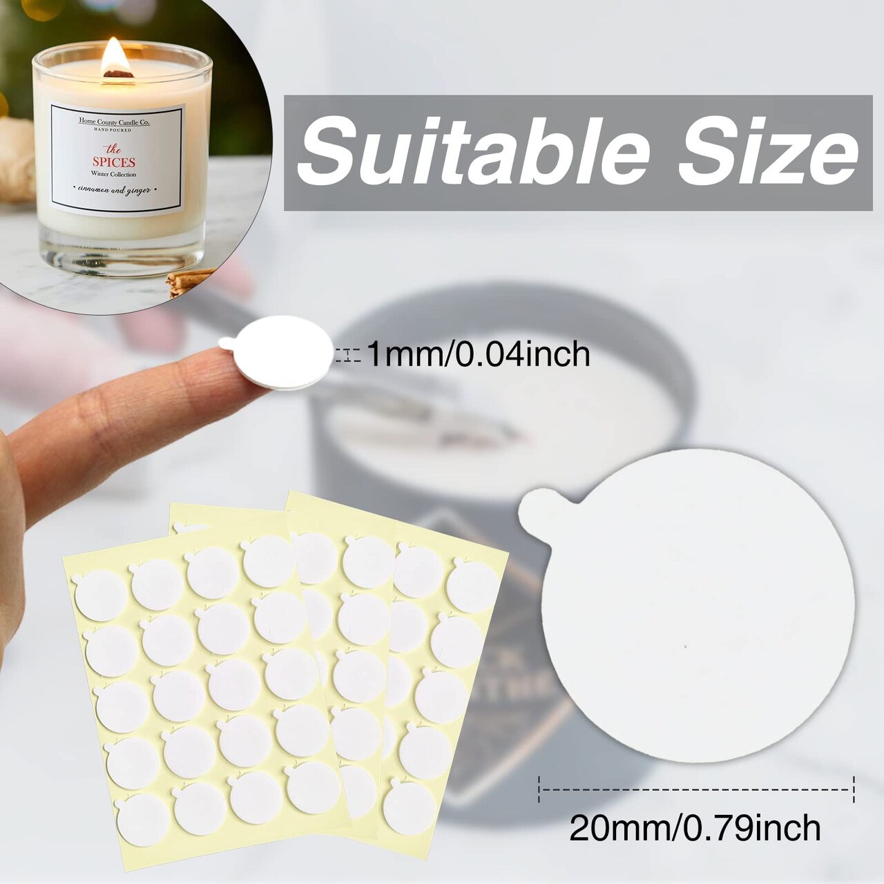 240 Pieces Candle Making Kit, Candle Wick Stickers, Candle Making Supplies, Double-Sided Stickers with The Little ‘‘Tail’’, Hot Wax Stickers for Candle Making